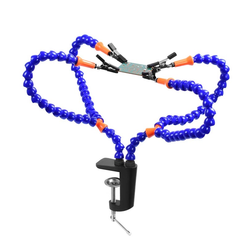 NOEVSBIG Soldering Helping Hands Clamp, NOEVSBIG 4 Soldering Arms with Adjustable Vise Clip, PCB Third Hand Holder for Electronics Repair, DIY Arts Craft Hobby Soldering Aid - Image 1